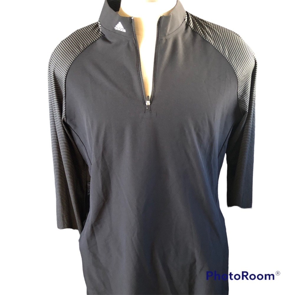 NWT Adidas Long Sleeve UPF 50 Quarter Zip Golf Tee Black $95 Polyester Spandex